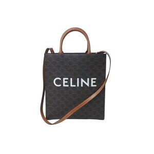 CELINE Vertical Cabas Tote Bag Triomphe Canvas Brown